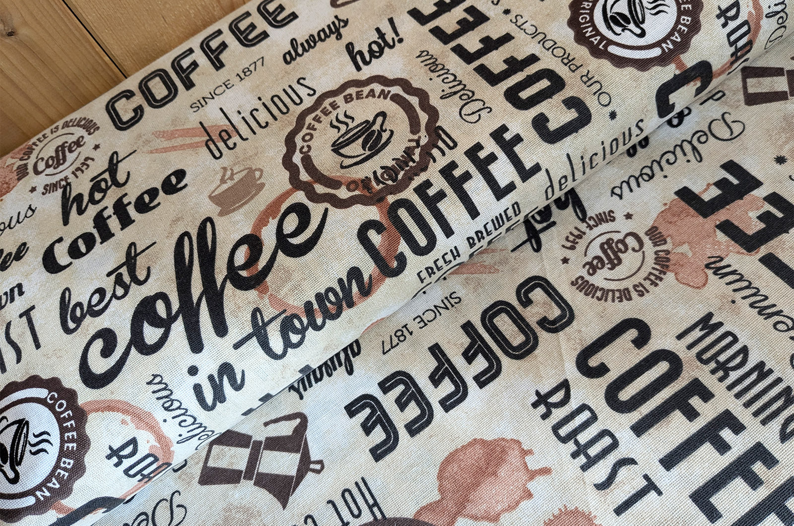 Dekostoff Coffee Schrift * Ab 50cm