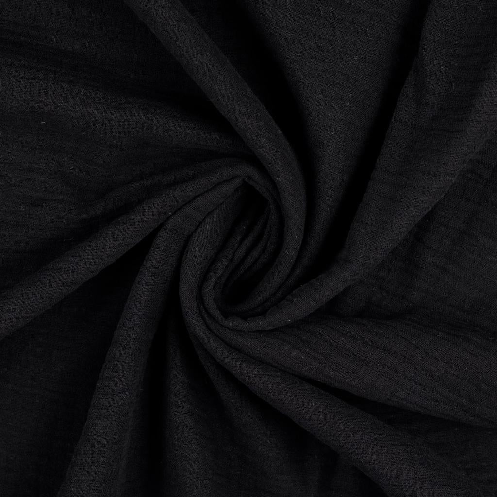 Buy 069-black Muslin linen look *From 25 cm