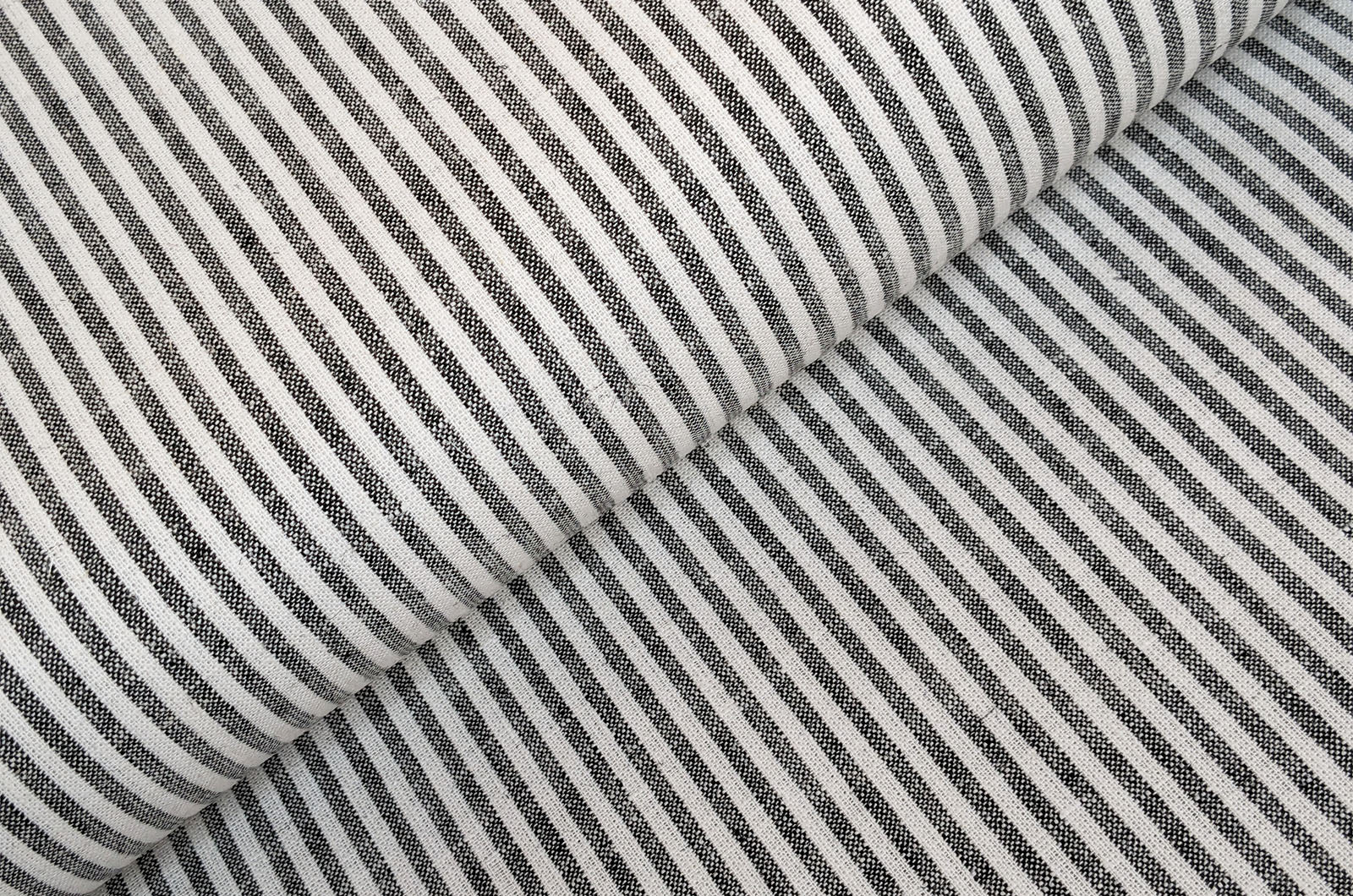Buy 069-black Half linen stripes * From 50 cm