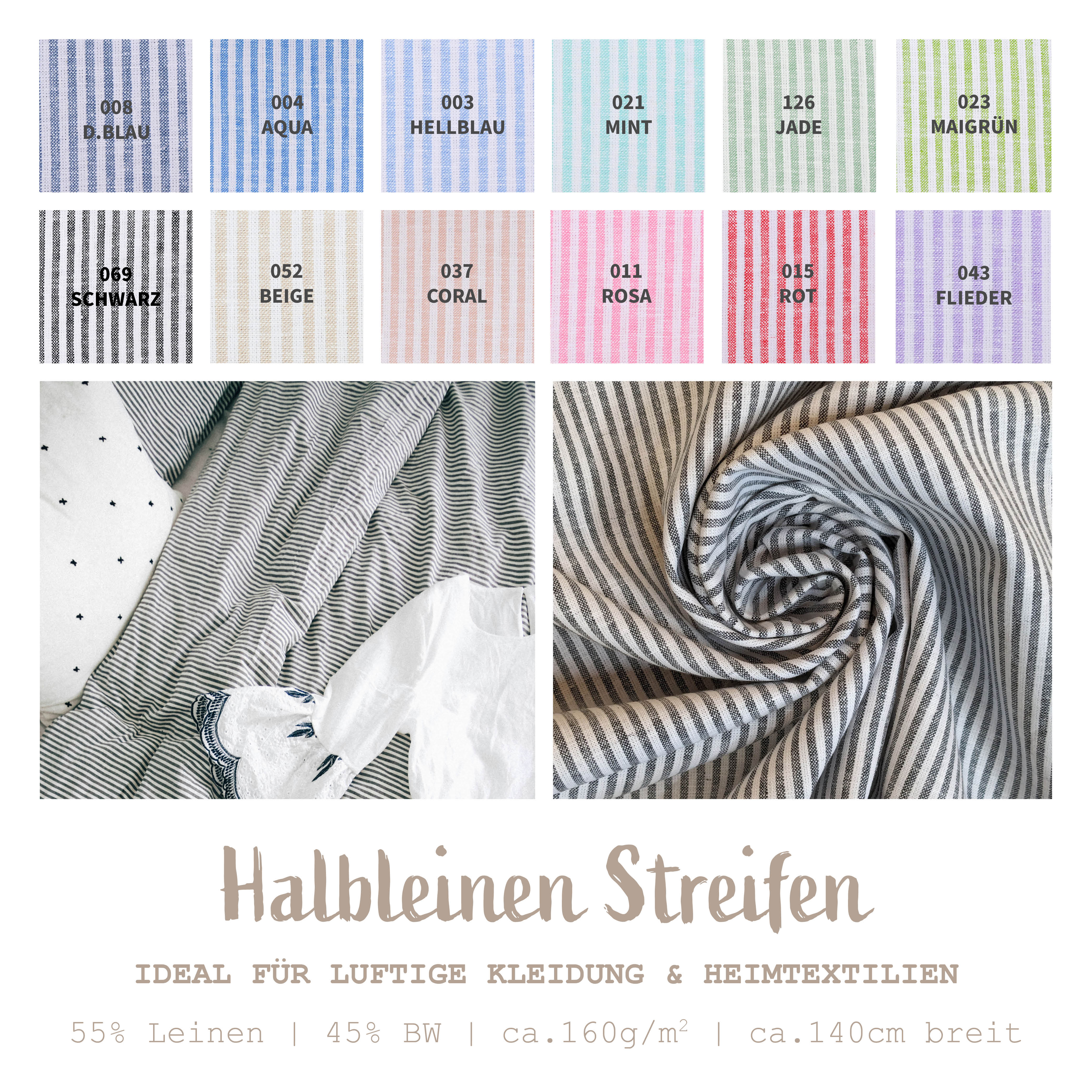 Half linen stripes * From 50 cm