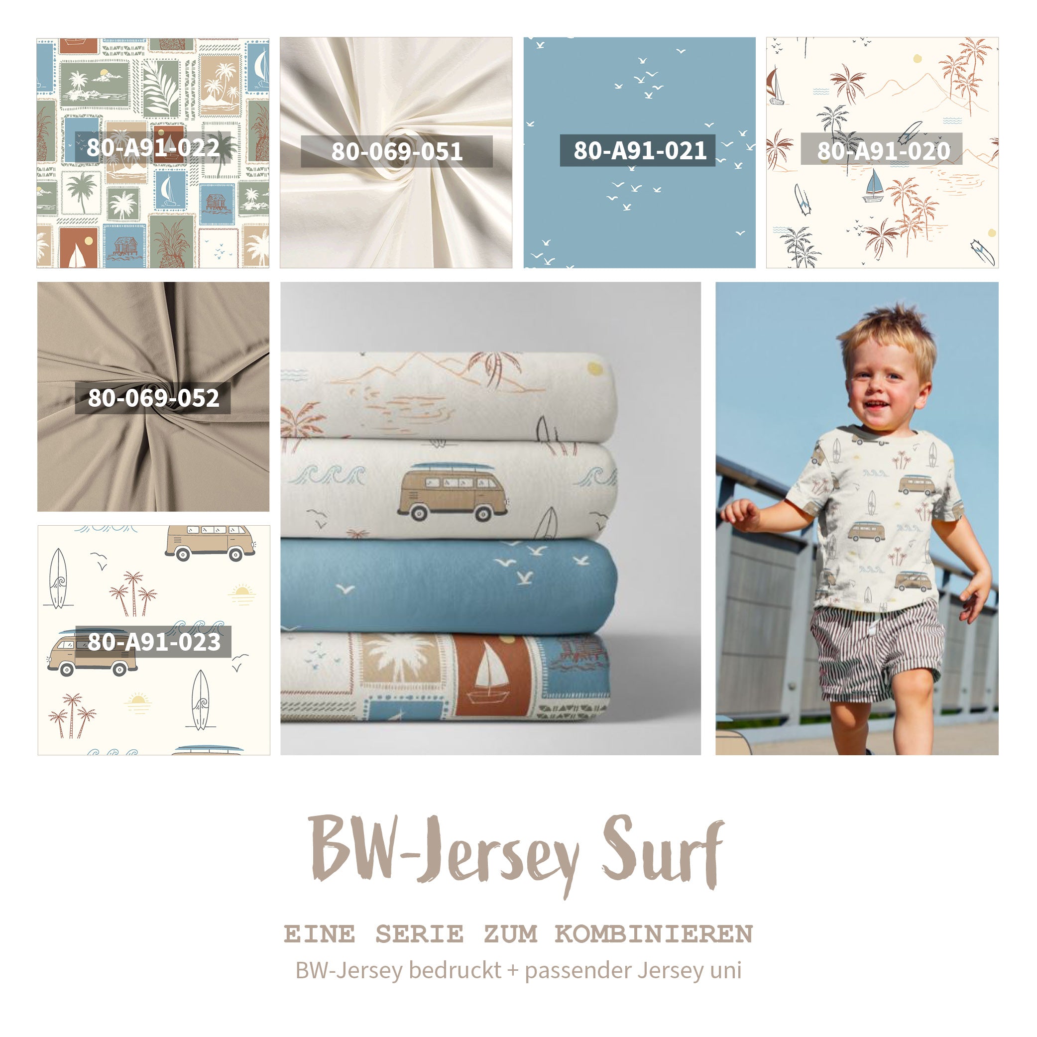 Baumwolljersey Surf creme *Ab 50cm