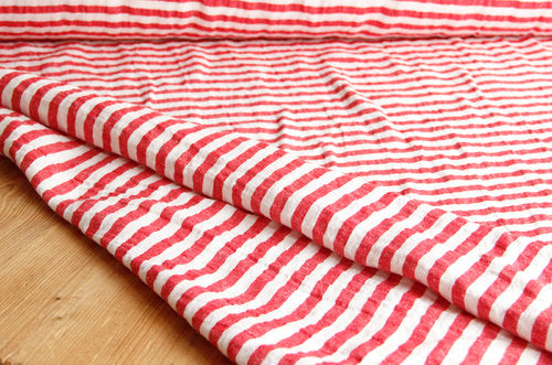 Linen extra wide (235 cm) red striped * From 50 cm