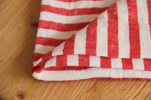 Linen extra wide (235 cm) red striped * From 50 cm